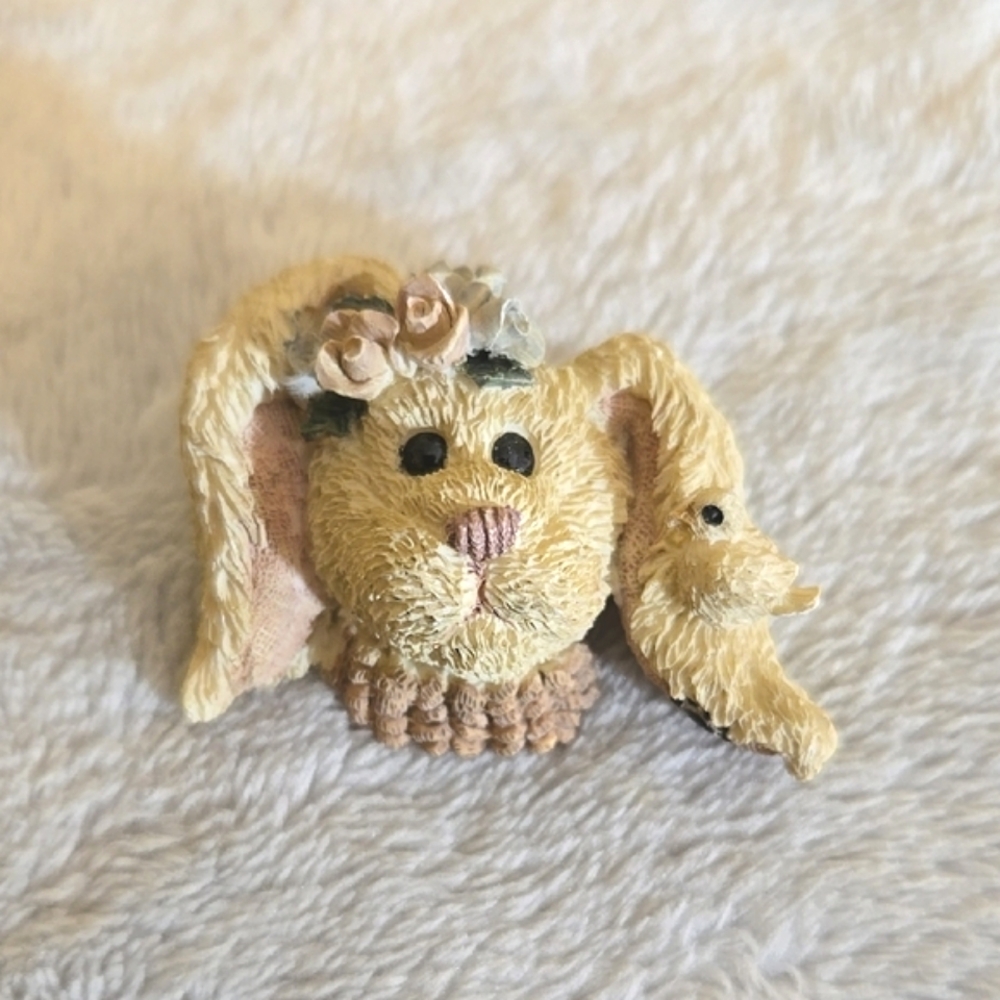 #124 Floral Bunny Figurine Brooch